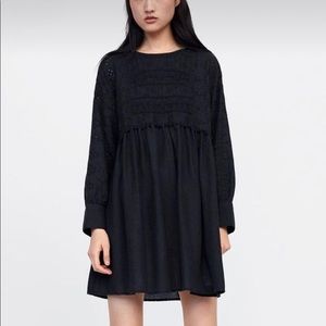 Zara Dark Grey Embroidered Mini Dress